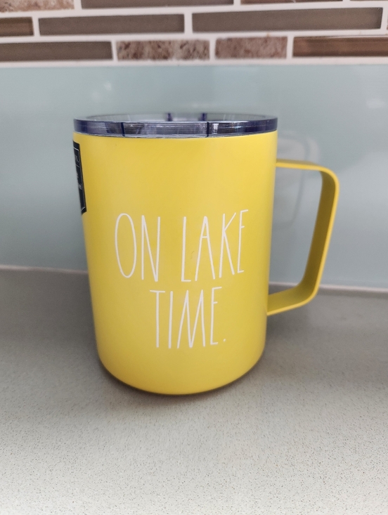 Rae Dunn Other - Rae Dunn "On Lake Time" Insulated Stainless Steel Mug ~YELLOW 12 oz.  **NEW